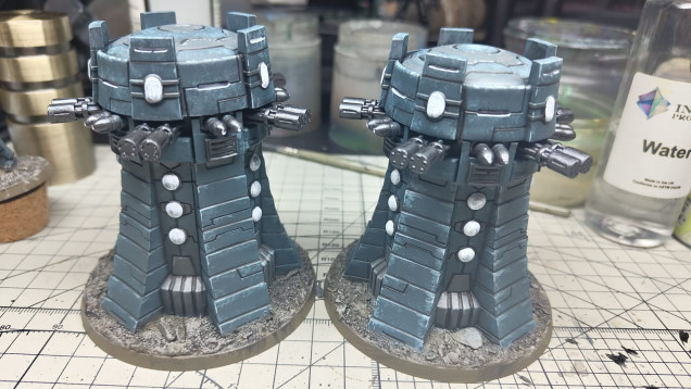 Basing lights with white makes the coloured inks pop when applied