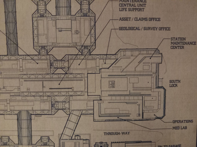 Because I've been looking at the exterior of the colony buildings it's made me ghink again about the interior plan. In the RPG plans the morgue is opposite the medlab. In the blueprints book it's an office. I think I prefer thus because the morgue takes up too much space.  