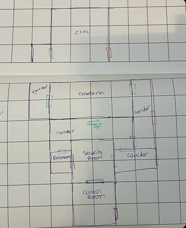 I intend to make a prettier version, but this will help me to record the layout of Vault 99 and re-explore if necessary.  The red doors are ones that have yet to be opened!