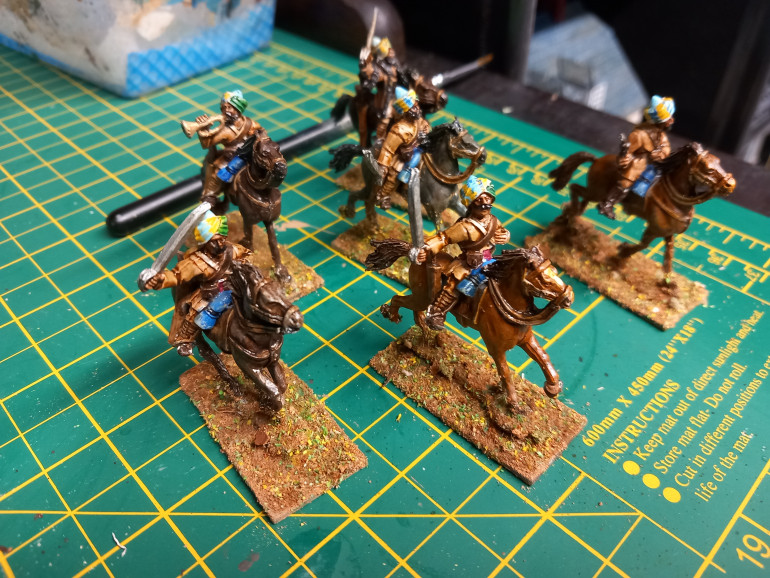 Some Indian cavalry for the British in Afghanistan. I'm not sure if I've got the turban colours right but I think they are close enough. 