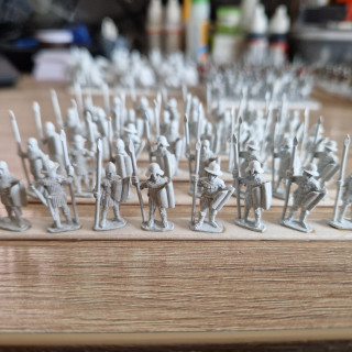 Militia spearmen cleaned up and primed