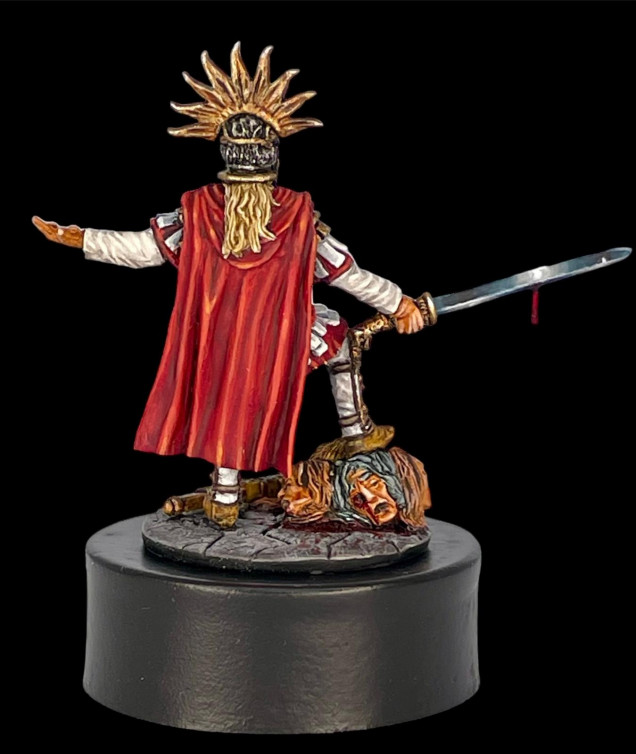 Rear View of the miniature better illustrates the work on the red cloak and hair.