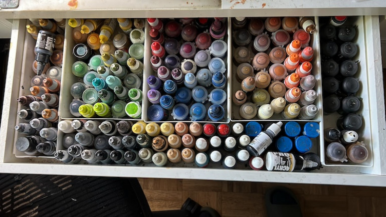 This drawer is all standard acrylic paint