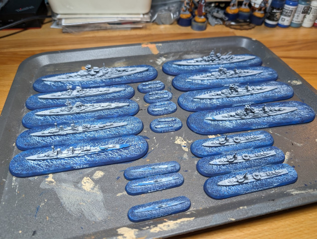 Kreigsmarine Fleet with painted sea bases