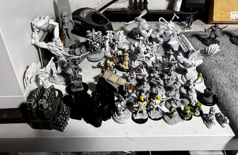 While the other two spaces are just about back to where they need to be, there are WAY TOO MANY MINIS waiting for paint.  It will be a while before Drax and Ronin see any primer.