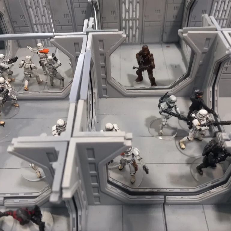 Han solo hangs back while the commandos attempt the claim the prize but are eventually driven back and destroyed. Meanwhile Chewie goes on a berserker rampage chasing off two stormtrooper units before being driven back by blaster fire. At the game end both forces claim the target but thanks to the destruction of the Commandos the imperials win by 1 point
