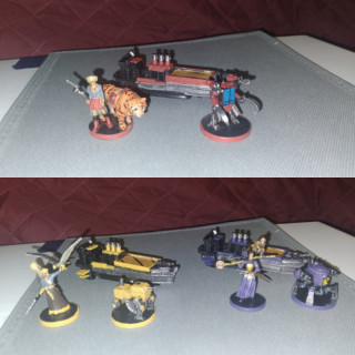 Each faction has a painted piece