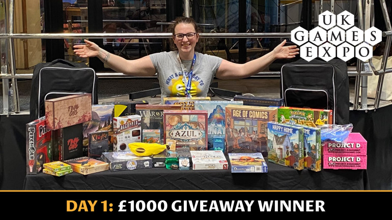 First £1000 Prize Winner With Their Booty From UK Games Expo!