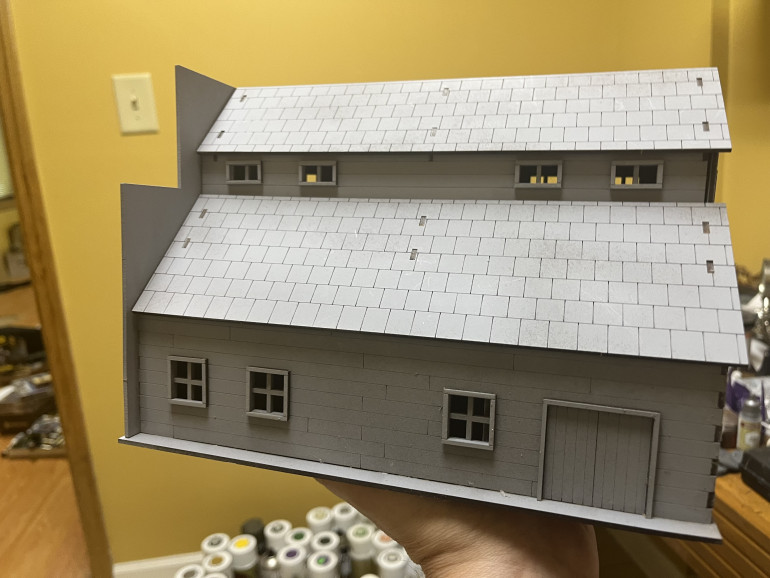 Side view with hayloft and skylight in place.  