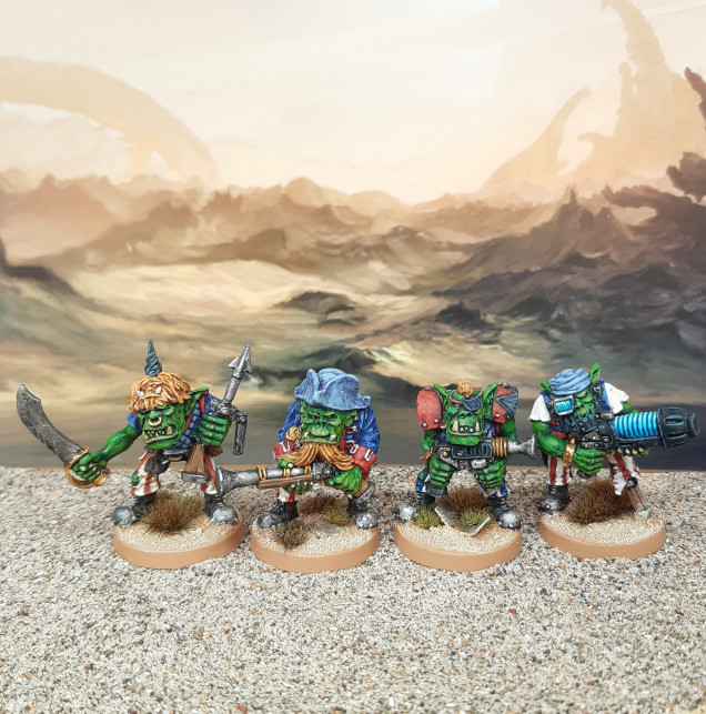 Another crew of Space Ork freebooters has arrived from Andrew at Meridian Miniatures. Sculpted again by Kev Adams, these characterful chaps are a lot of fun to paint.