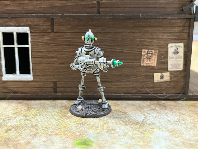 Robot Legion miniature also from Hydra Miniatures. Army Painter spray Plate Metal primer with Vallejo brass and GW Tesseract Glow?  They’re from an older project.  