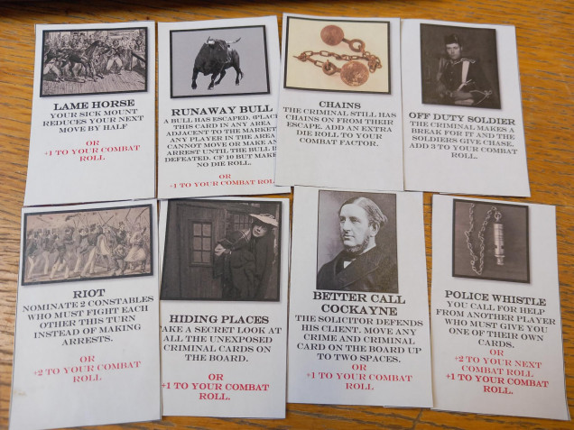 The action cards allow players to add bonuses to their arrest roles and scupper other players and help and hinder. I tried to find some period equivalents to what appears in the original game and some have remained from the Georgian version. I came up with the hiding places card after reading about an escaped prisoner who tried to hide up a chimney which was the first place a policeman would look. That and the outside privy. Cockayne was a defense Solicitor who represented several inmates some of whom were executed despite his best efforts to save them. Such as the wife killer who Cockayne pointed out was drunk at the time and his wife was known to be of loose morals and used foul language, as if that justified the murder.  