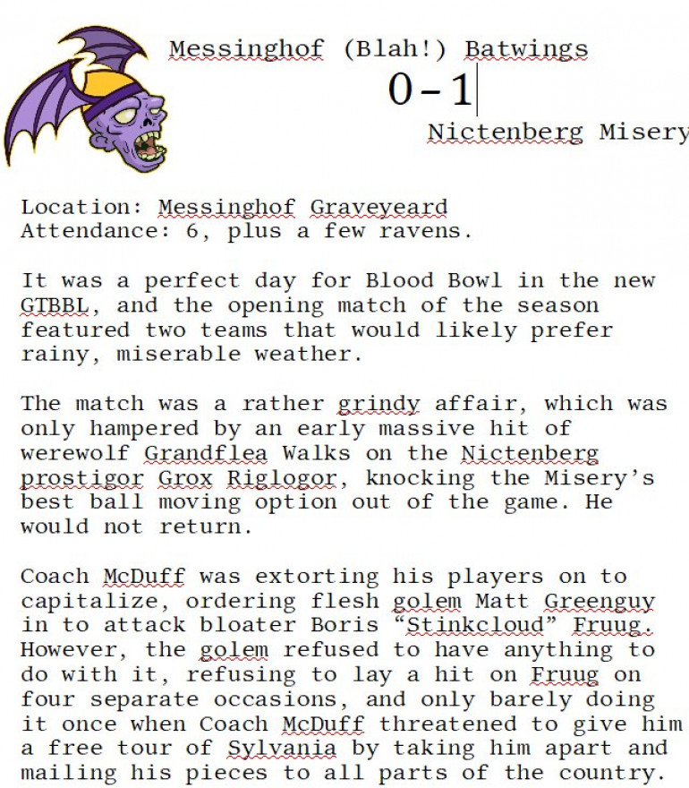 Messinghof (Blah!) Batwings 0 - 1 Nictenberg Misery