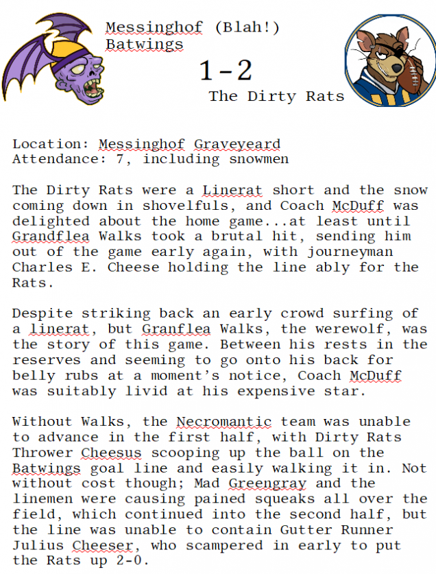 Messinghof (Blah!) Batwings 1 - 2 The Dirty Rats