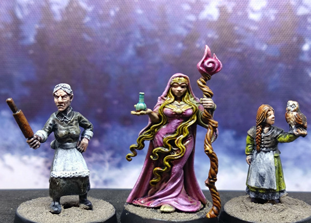 A couple of Otherworld miniatures and a resin print, love the old biddy with the rolling pin