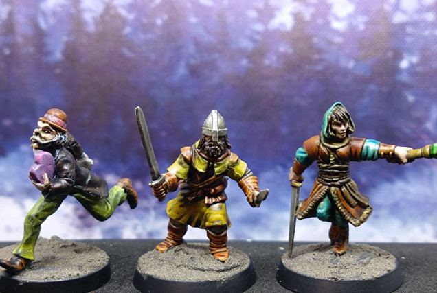 A couple of Frostgrave kitbashes and someone running late for a date from Eureka miniatures 