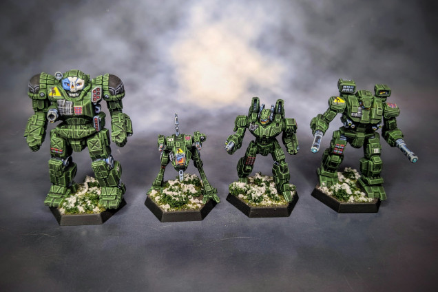 With the final lance done, the Alpha Strike box has been finished! The Atlas, Warhammer, Locust and Phoenix Hawk.