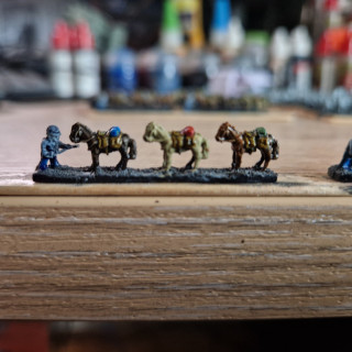 Blocking in colour on the dismounted Cavalry