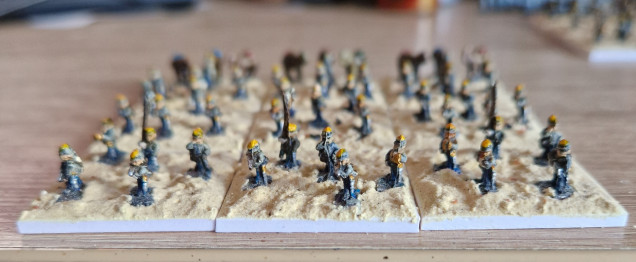 Dismounted cavalry based and ready to be sealed and flocked, lots of flocking to do