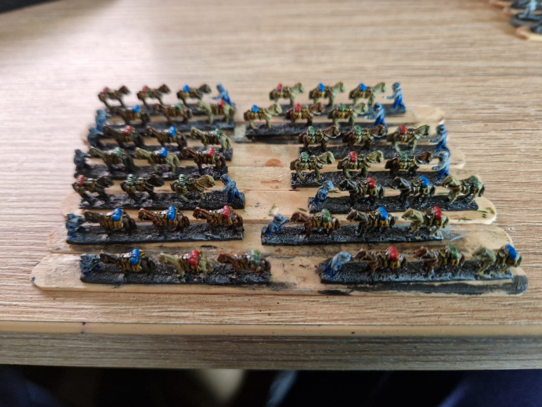 Blocking in colour on the dismounted Cavalry