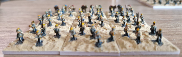 Dismounted cavalry based and ready to be sealed and flocked, lots of flocking to do