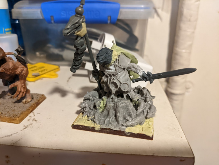 I don't have a single painted image, but I kitbashed a Brood Mother from some miscasts from I got from Meirce minitures.