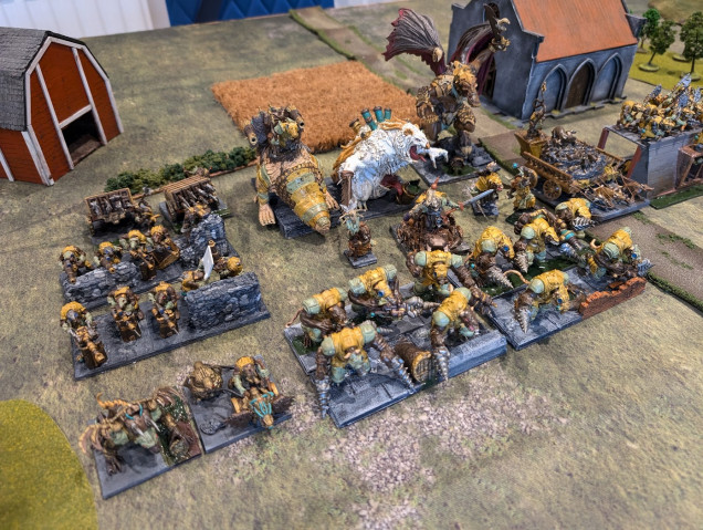 Here you can see the support - Clawshots, Night Terror, Custom weapon team at the bottom, my naked mole rat deathrattler (the body is Merice Minitures, the legs, head and tail are moddled and FDM printed by me.)  You can also see my custom tangle on the road.