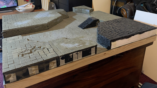 No more raised areas needed for the board now I don’t think. Time to get paint on everything and then concentrate on scatter terrain. 