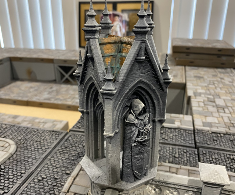 I painted the roofs of my Gothic corner pieces to match the copper roofs of my Gaslight buildings