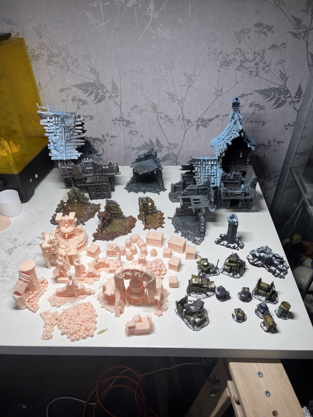 Current status of the board terrain I have printed. Used the treasure tokens as test pieces to get the scheme together