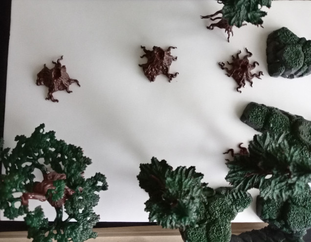 And these are the trees from the same box on the foamboard. As you can see, the stumps are separate.