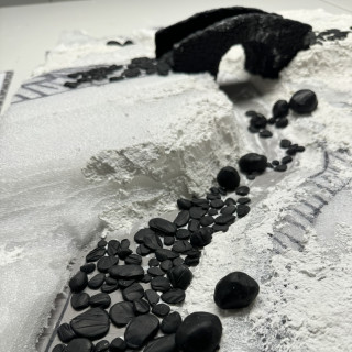 4: Making the soil - Sculptamold and sand (Lots of sand) and placing the stones