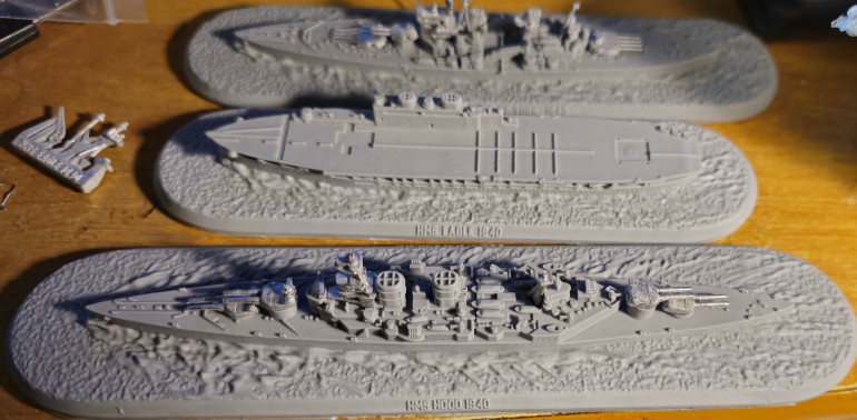 HMS Hood , with HMS Eagle and HMS King George V from the fleet set