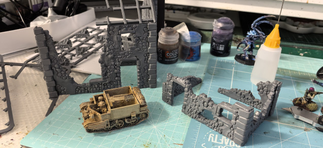 Ruined Farmhouse and a British Bren Gun Carrier