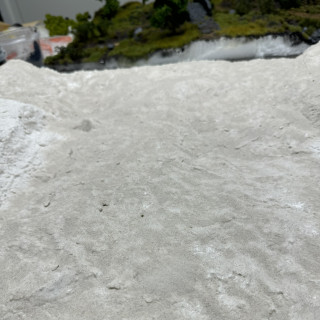 4: Making the soil - Sculptamold and sand (Lots of sand) and placing the stones