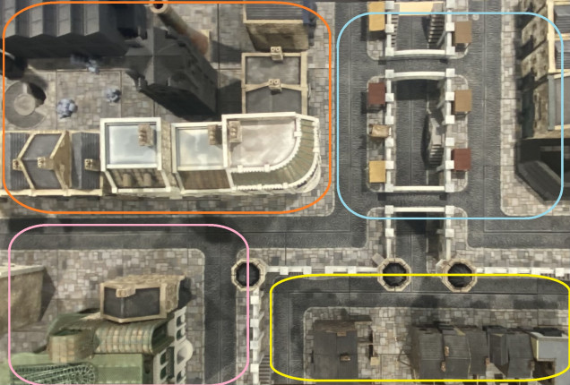 Image shows the rough outlines of each district although they can be expanded and contracted as required.