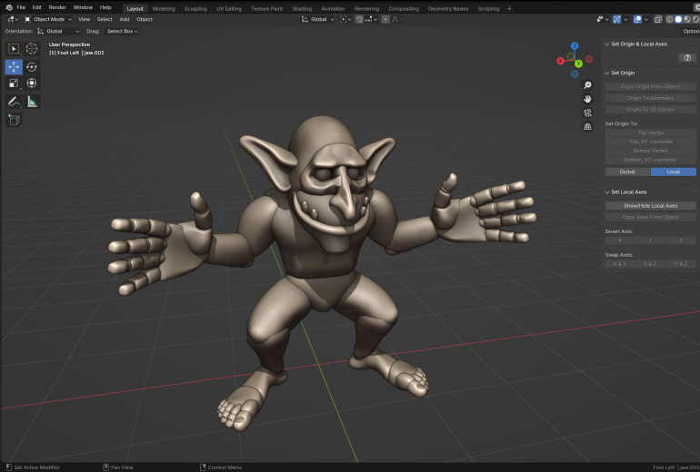 Doing complex rigging is pointless for my needs, so I created a goblin from lots of basic shapes and parented them together so I could quickly pose the model and swap out heads and other details 