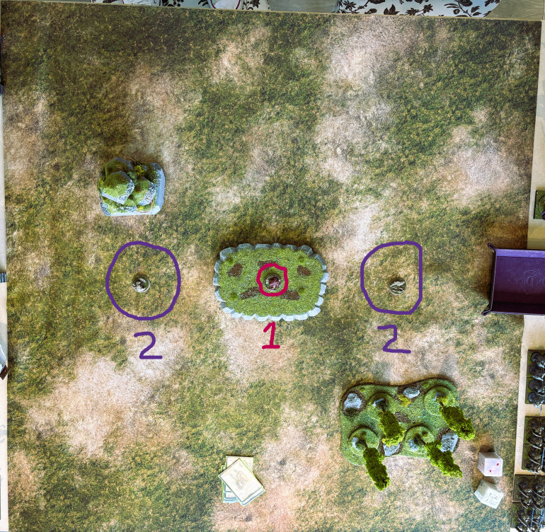 The mission will be 'Maelstrom' on a 4x4 board. Its a 10 round game or first to 8 points. Points are scored by claiming any of the three zones across the centre of the table with the small zone in the middle worth 1 point and the two larger ones either side worth 2.