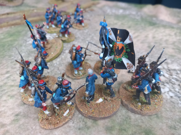 The prussians hide behind the hill for safety and have to use more points to rush reinforcements on to the table. This gave the French oprtunity to advance. Now both sides claimed the objective which led to a bayonet charge which the prussians lost. Accumilating enough victory points the French win