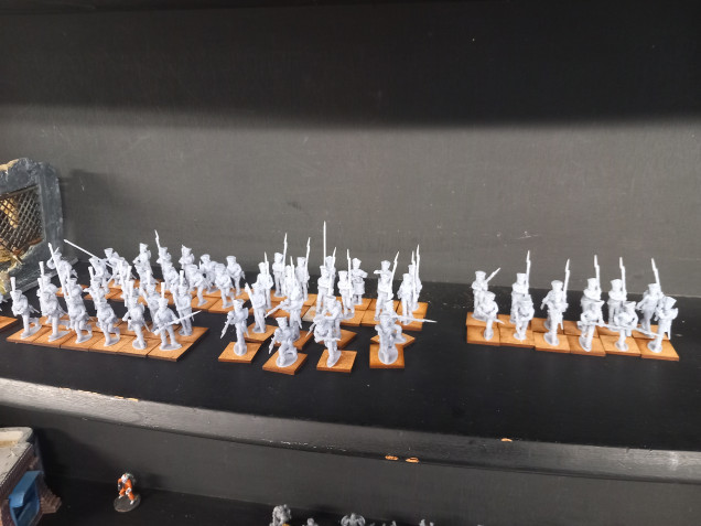 Every Christmas I spend a couple weeks  away in Ireland and I always take some minis with me to paint. In preparation I 3D printed some Russians from battle cat miniatures. For £15 you can get stl files for the vast majority of infantry. I've printed off three 12 man infantry units. One 12 man grenadiers unit and 8 light infantry men an officers.