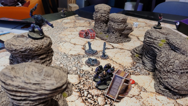 First game of Star Schlock using some fairly generic desert terrain.