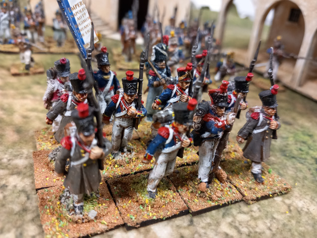 Grenadiers. I have all the infantry covered apart from national guard militia units but it's the cavalry I need. They are just as confusing as the infantry with some of the same classifications. Because units are in squads of 12 or 8 and as low as 4 you can cover a lot of options with just a couple of plastic kits. It's worth going for the skirmish look as rank and file marching doesn't look right to me in a small scale game.