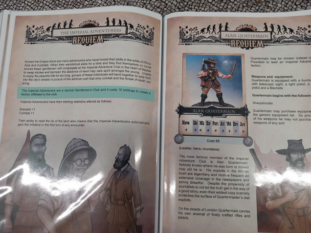 The gentleman's club warband is very diverse and allows you to create different clubs. One is the imperial adventures who have returned to blighty after exploring the darker regions of the globe. Led by Alan Quartermain 