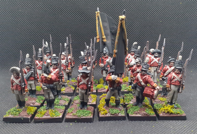 Two units of reluctant line infantry with the colours stained black so their enemy's no they have no loyalty to country and surrender is not an option