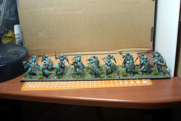 The army core - my proxy ogres - now holding the correct weapon.  Don't ask me again if they have the Phalanx Rule!