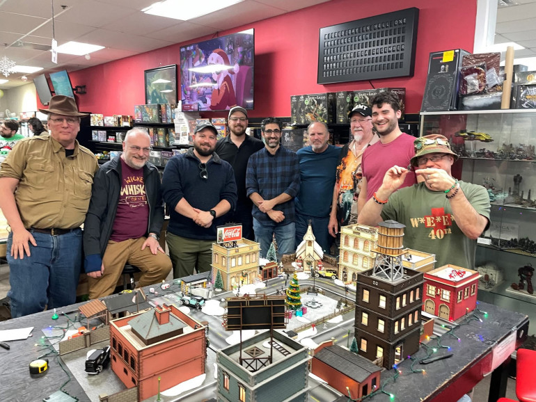 The players. The guy in the red t-shirt is Mr. Thorpe and organized the game. The guy in the super cool hat is the author.  