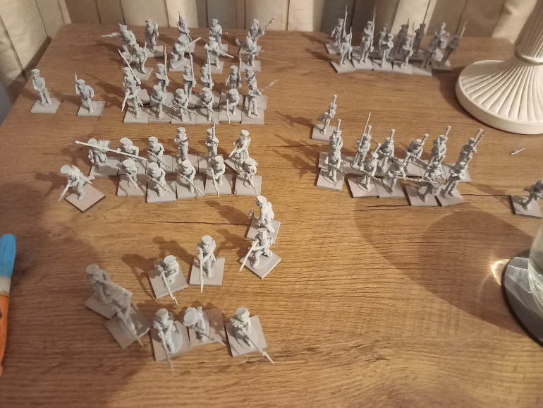 I had 57 minis to paint and set them up on the bedside table to work through
