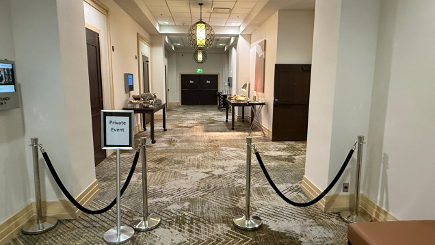 As there was a HUGE corporate event starting near us, the staff roped off our little hallway because they said we were so much fun. and the huge group was drinking heavily.