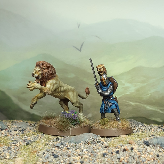 Yvain and his loyal lion companion