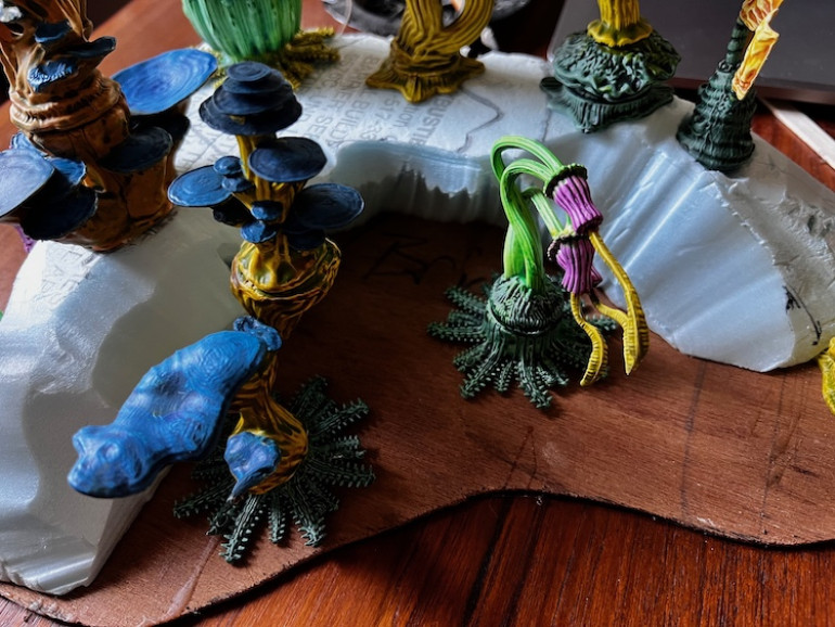 Glad I photographed my initial ideas as I had forgotten where I intended to glue everything. The two in front will wait for glue.